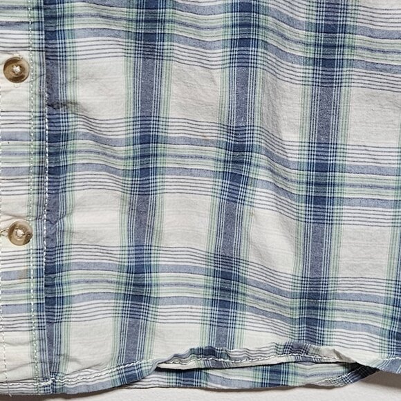 Carhartt Button Up Shirt Womens Size Large Blue White Plaid Roll-Tab Sleeves - Picture 7 of 9